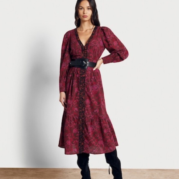 Sam Edelman Ramsey V-Neck Floral Maxi Dress Size Large - Picture 3 of 15